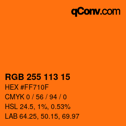 Color code: RGB 255 113 15 | qconv.com