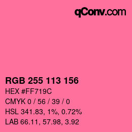 Color code: RGB 255 113 156 | qconv.com