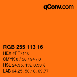 Color code: RGB 255 113 16 | qconv.com