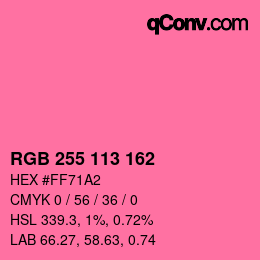 Color code: RGB 255 113 162 | qconv.com