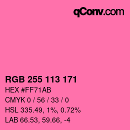 Color code: RGB 255 113 171 | qconv.com