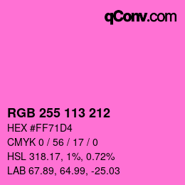 カラーコード: RGB 255 113 212 | qconv.com