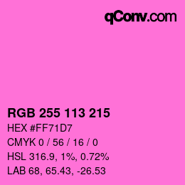 カラーコード: RGB 255 113 215 | qconv.com