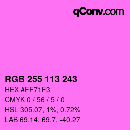 Color code: RGB 255 113 243 | qconv.com