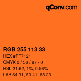 Color code: RGB 255 113 33 | qconv.com