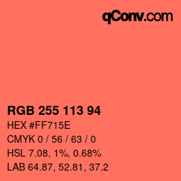 Color code: RGB 255 113 94 | qconv.com