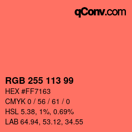 Color code: RGB 255 113 99 | qconv.com