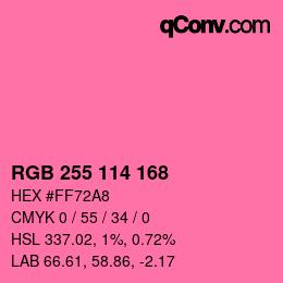 颜色代码: RGB 255 114 168 | qconv.com