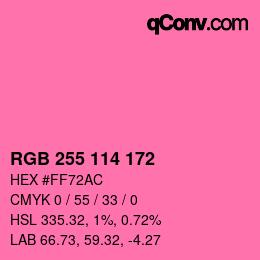 カラーコード: RGB 255 114 172 | qconv.com