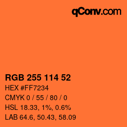 カラーコード: RGB 255 114 52 | qconv.com