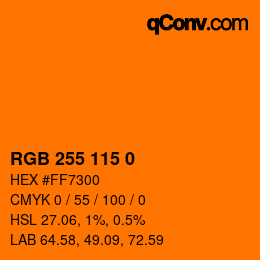 颜色代码: RGB 255 115 0 | qconv.com