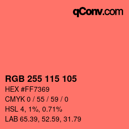 Color code: RGB 255 115 105 | qconv.com