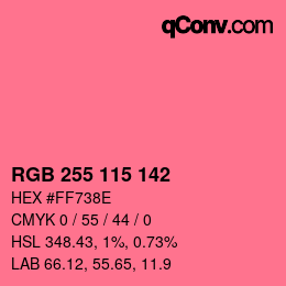 Color code: RGB 255 115 142 | qconv.com