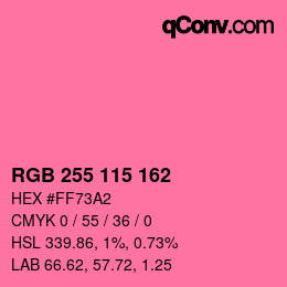 Color code: RGB 255 115 162 | qconv.com