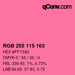 颜色代码: RGB 255 115 163 | qconv.com