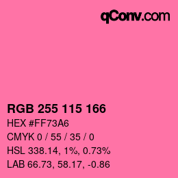 Color code: RGB 255 115 166 | qconv.com