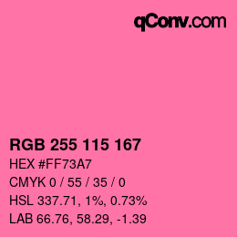 Color code: RGB 255 115 167 | qconv.com