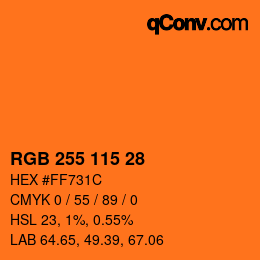 颜色代码: RGB 255 115 28 | qconv.com