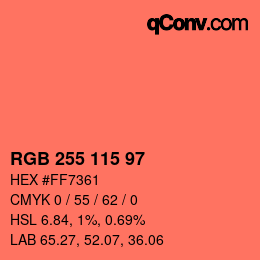 Color code: RGB 255 115 97 | qconv.com