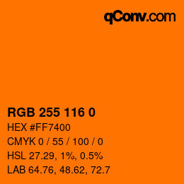 Color code: RGB 255 116 0 | qconv.com