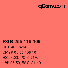 Color code: RGB 255 116 106 | qconv.com