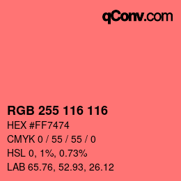 カラーコード: RGB 255 116 116 | qconv.com