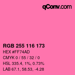 颜色代码: RGB 255 116 173 | qconv.com