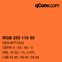 颜色代码: RGB 255 116 50 | qconv.com