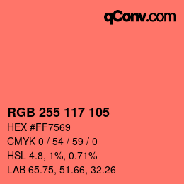 カラーコード: RGB 255 117 105 | qconv.com