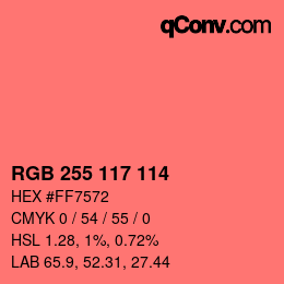 Color code: RGB 255 117 114 | qconv.com