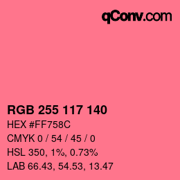 カラーコード: RGB 255 117 140 | qconv.com