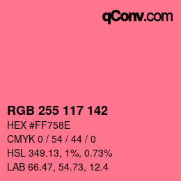 Color code: RGB 255 117 142 | qconv.com