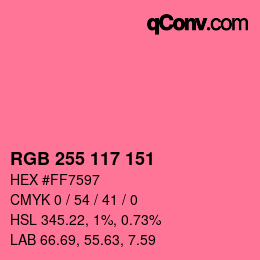 Color code: RGB 255 117 151 | qconv.com