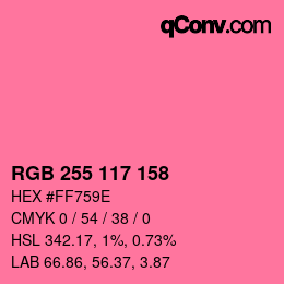 Color code: RGB 255 117 158 | qconv.com