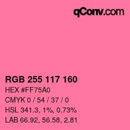 Color code: RGB 255 117 160 | qconv.com