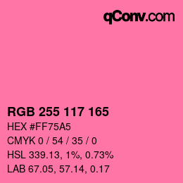 カラーコード: RGB 255 117 165 | qconv.com