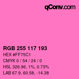 Farbcode: RGB 255 117 193 | qconv.com