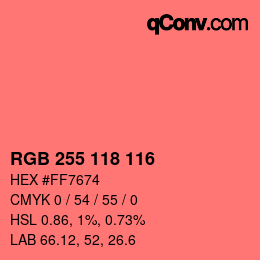 Color code: RGB 255 118 116 | qconv.com