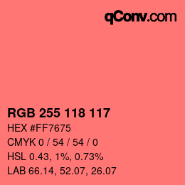 カラーコード: RGB 255 118 117 | qconv.com