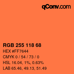 カラーコード: RGB 255 118 68 | qconv.com