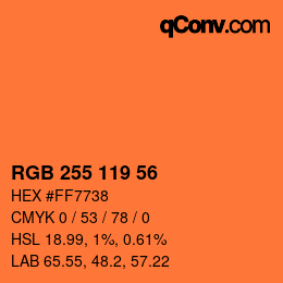 Color code: RGB 255 119 56 | qconv.com