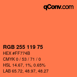 Color code: RGB 255 119 75 | qconv.com