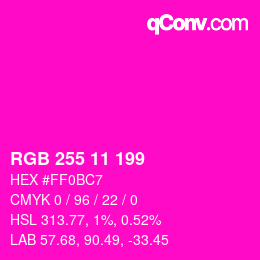 Color code: RGB 255 11 199 | qconv.com