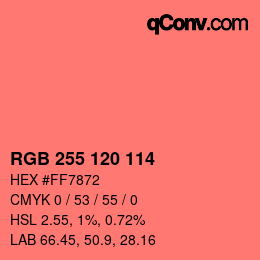 Color code: RGB 255 120 114 | qconv.com