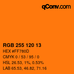 Color code: RGB 255 120 13 | qconv.com