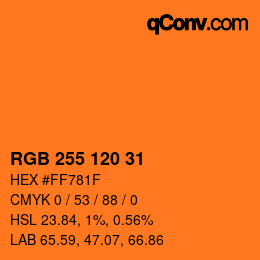 颜色代码: RGB 255 120 31 | qconv.com