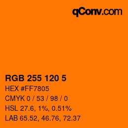 Color code: RGB 255 120 5 | qconv.com