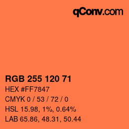 颜色代码: RGB 255 120 71 | qconv.com