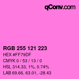 Color code: RGB 255 121 223 | qconv.com