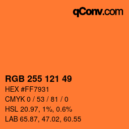 Code couleur: RGB 255 121 49 | qconv.com